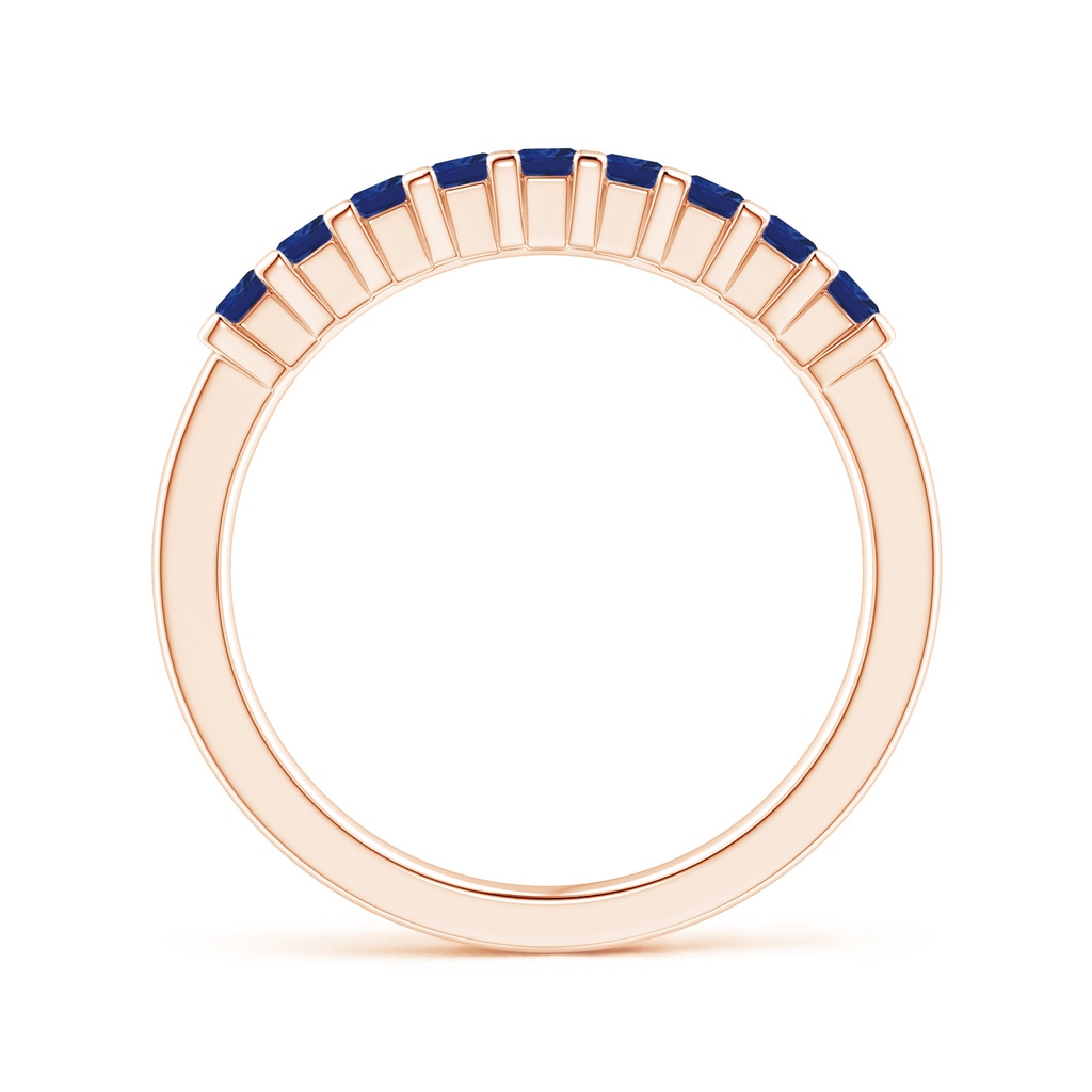 2.2mm AAA Square Blue Sapphire Semi Eternity Classic Wedding Band in Rose Gold Side-1