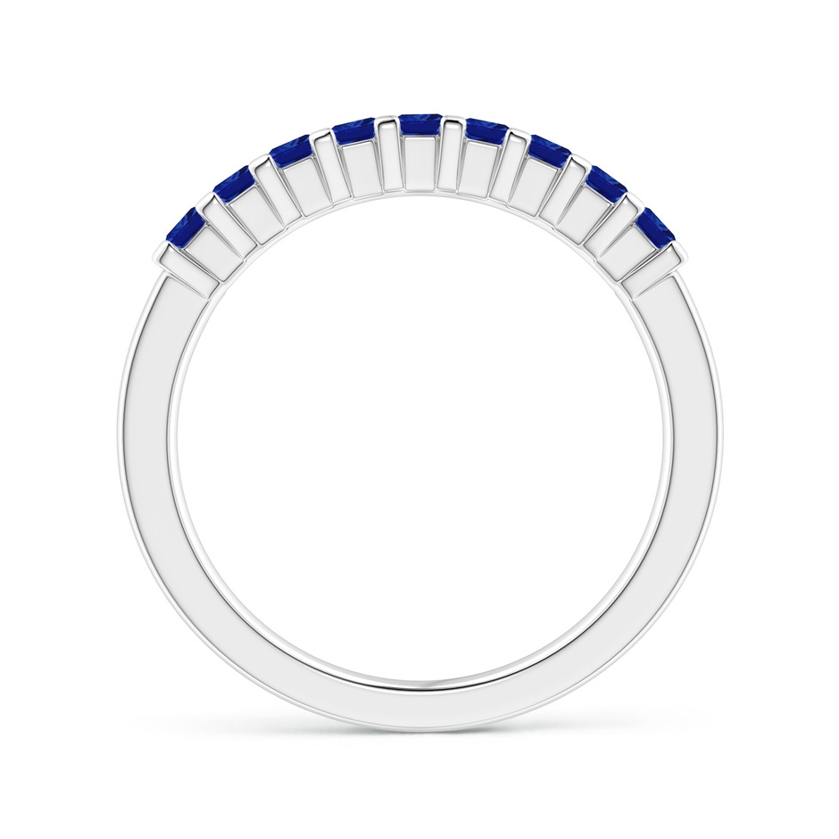 2.2mm AAAA Square Blue Sapphire Semi Eternity Classic Wedding Band in White Gold side-1