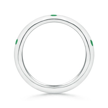 2mm A Gypsy Set Emerald High Dome Wedding Band in P950 Platinum side-1
