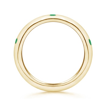 2mm A Gypsy Set Emerald High Dome Wedding Band in Yellow Gold side-1