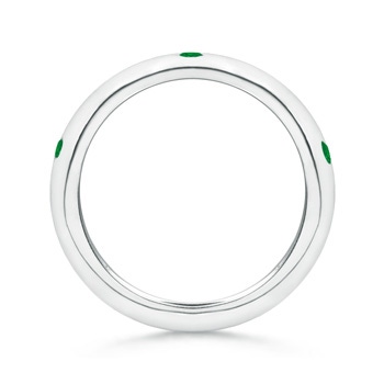 2mm AA Gypsy Set Emerald High Dome Wedding Band in White Gold side-1
