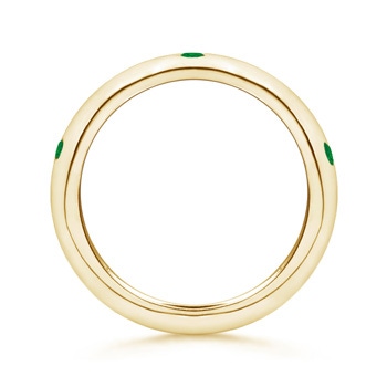 2mm AA Gypsy Set Emerald High Dome Wedding Band in Yellow Gold side-1