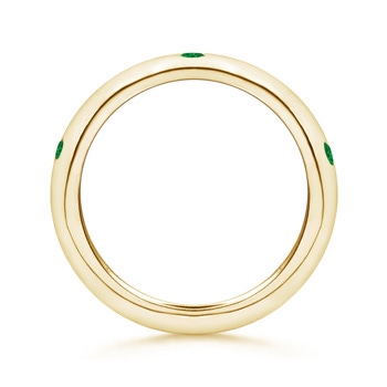 2mm AAA Gypsy Set Emerald High Dome Wedding Band in Yellow Gold side-1