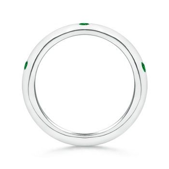 2mm AAAA Gypsy Set Emerald High Dome Wedding Band in P950 Platinum side-1