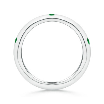 2mm AAAA Gypsy Set Emerald High Dome Wedding Band in White Gold Side-1