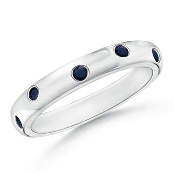 2mm A Gypsy Set Sapphire High Dome Wedding Band in White Gold 