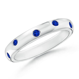 2mm AAAA Gypsy Set Sapphire High Dome Wedding Band in White Gold
