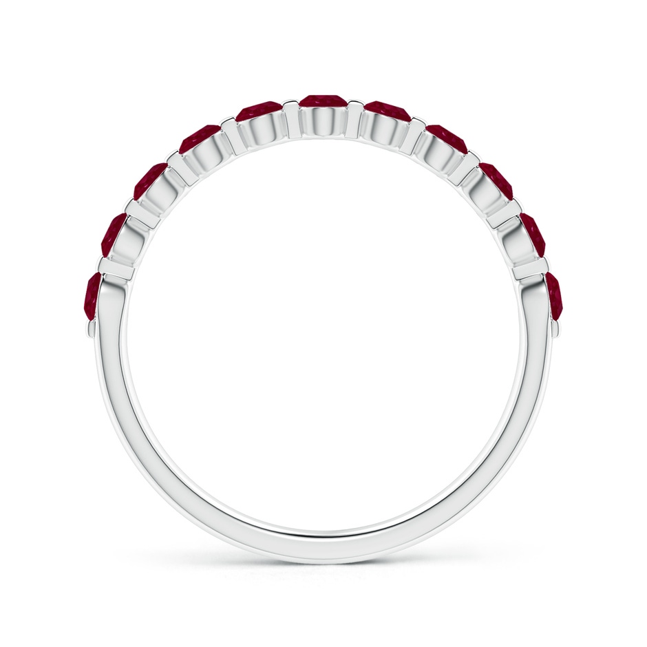 2.2mm A Floating Round Ruby Semi Eternity Wedding Band for Her in White Gold side-1