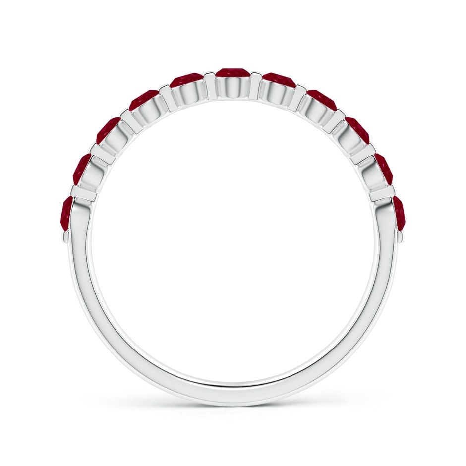 2.2mm AA Floating Round Ruby Semi Eternity Wedding Band for Her in White Gold side-1