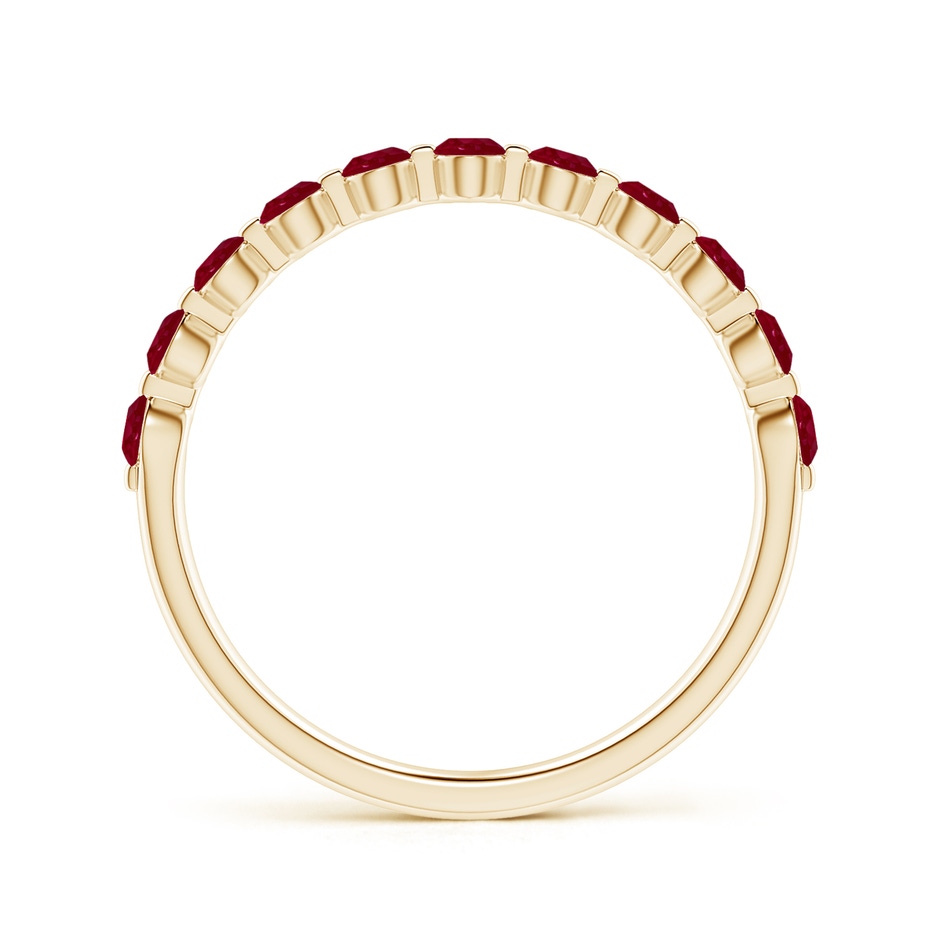 2.2mm AA Floating Round Ruby Semi Eternity Wedding Band for Her in Yellow Gold side-1