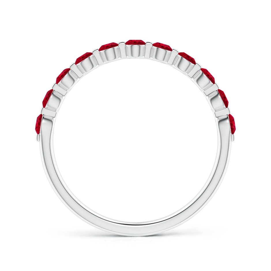 2.2mm AAA Floating Round Ruby Semi Eternity Wedding Band for Her in White Gold side-1