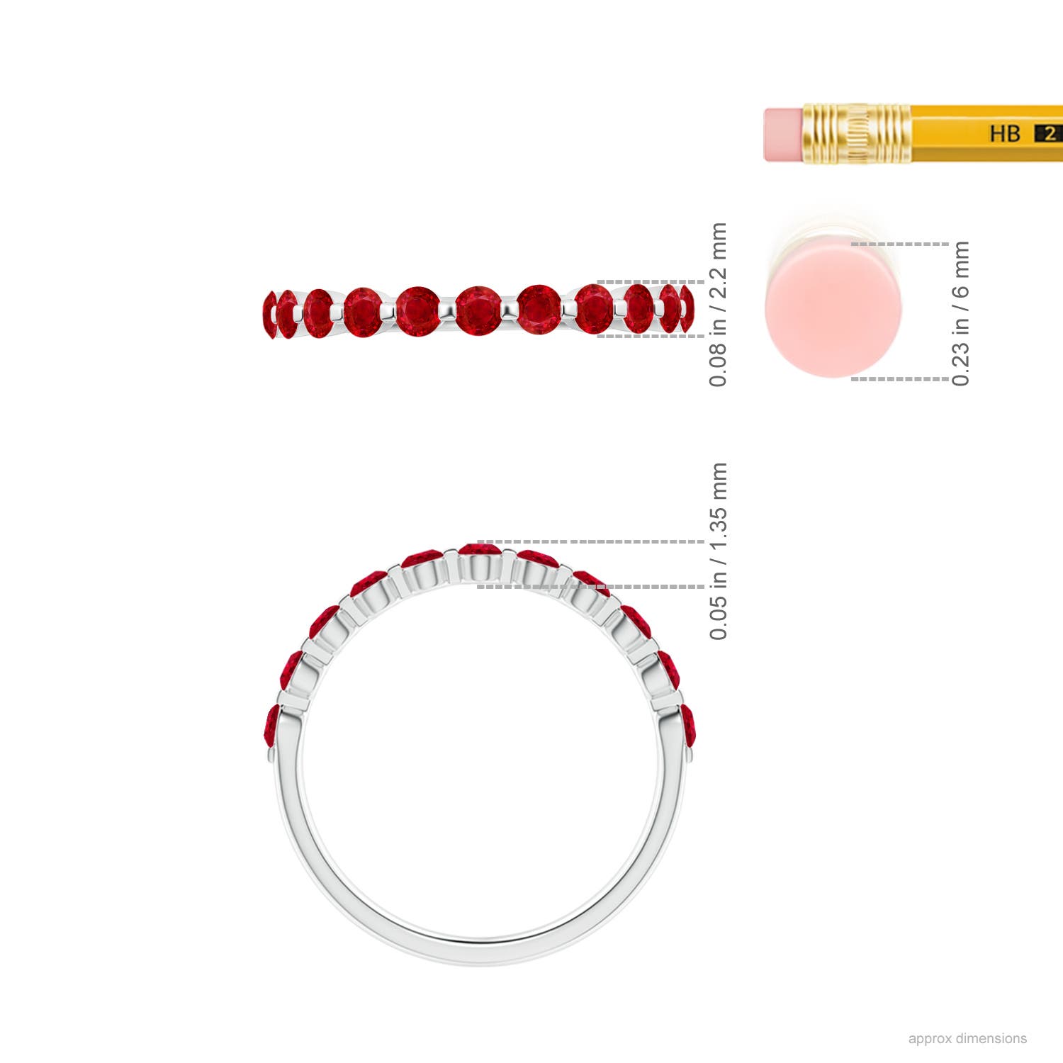 AAA - Ruby / 0.66 CT / 14 KT White Gold