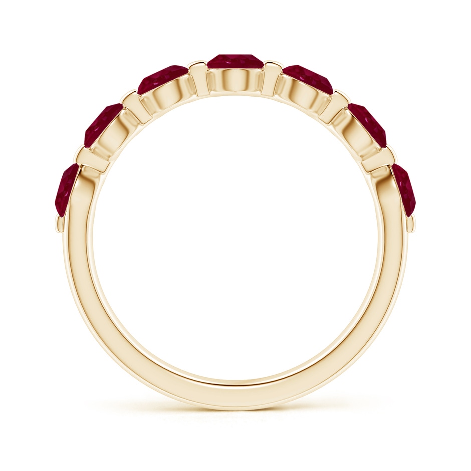 3.6mm A Floating Round Ruby Semi Eternity Wedding Band for Her in Yellow Gold side-1