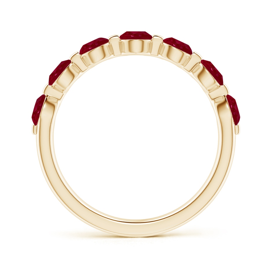 3.6mm AA Floating Round Ruby Semi Eternity Wedding Band for Her in Yellow Gold side-1