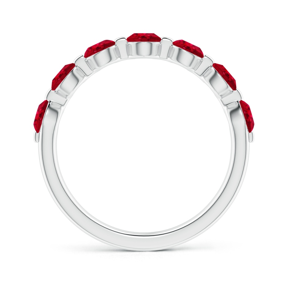 3.6mm AAA Floating Round Ruby Semi Eternity Wedding Band for Her in White Gold side-1
