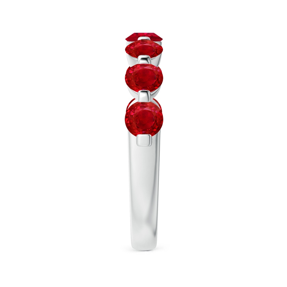3.6mm AAA Floating Round Ruby Semi Eternity Wedding Band for Her in White Gold side-2