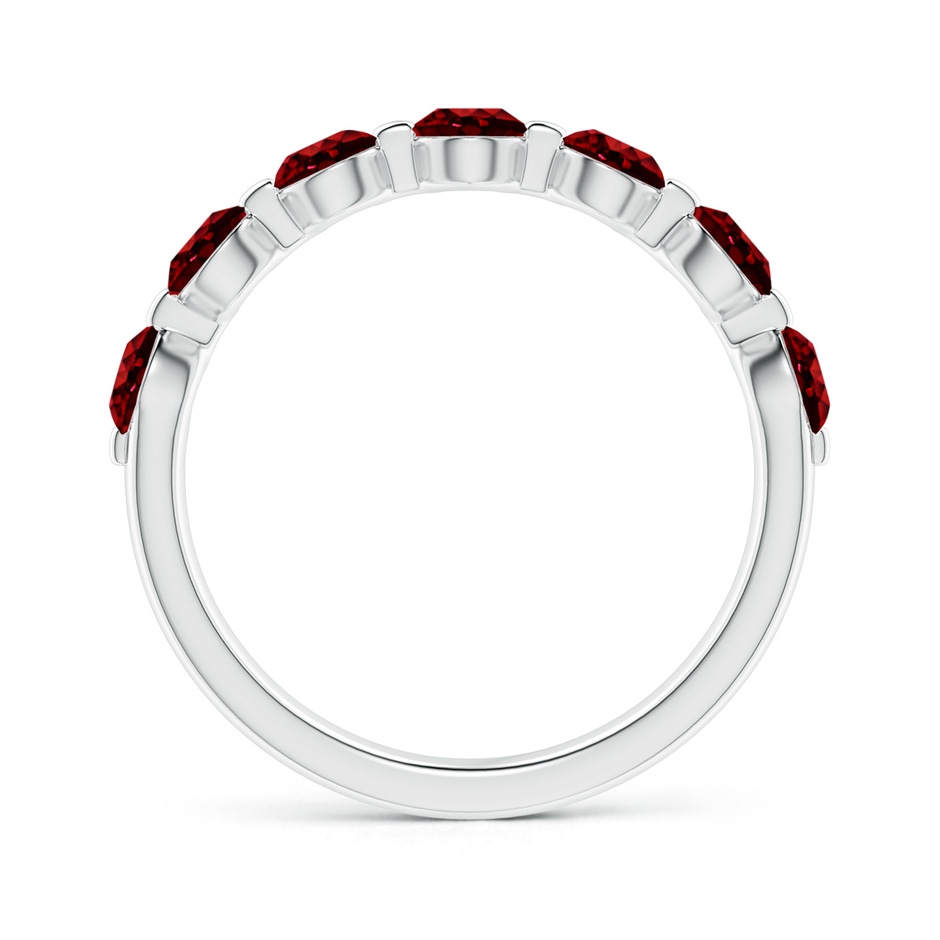3.6mm AAAA Floating Round Ruby Semi Eternity Wedding Band for Her in P950 Platinum side-1