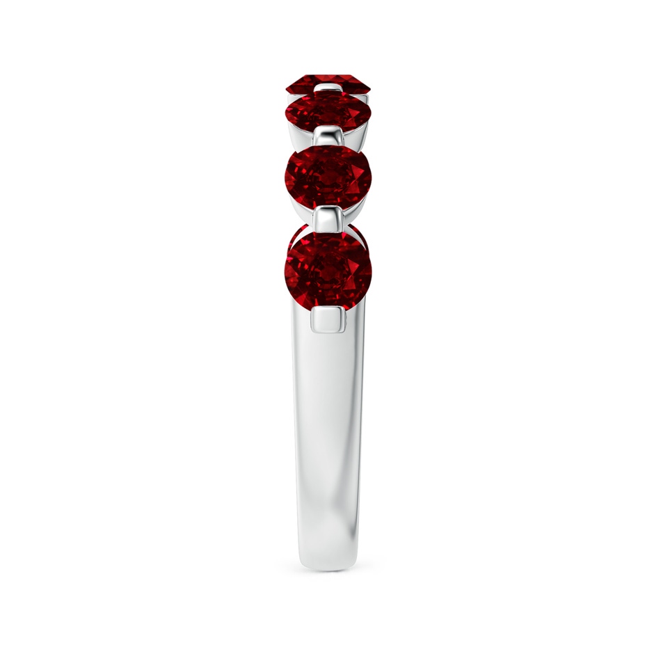 3.6mm AAAA Floating Round Ruby Semi Eternity Wedding Band for Her in P950 Platinum side-2