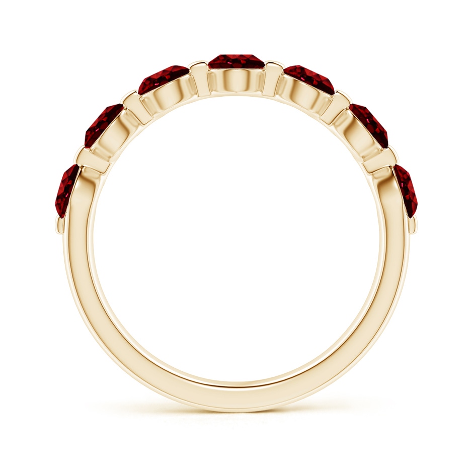 3.6mm AAAA Floating Round Ruby Semi Eternity Wedding Band for Her in Yellow Gold side-1