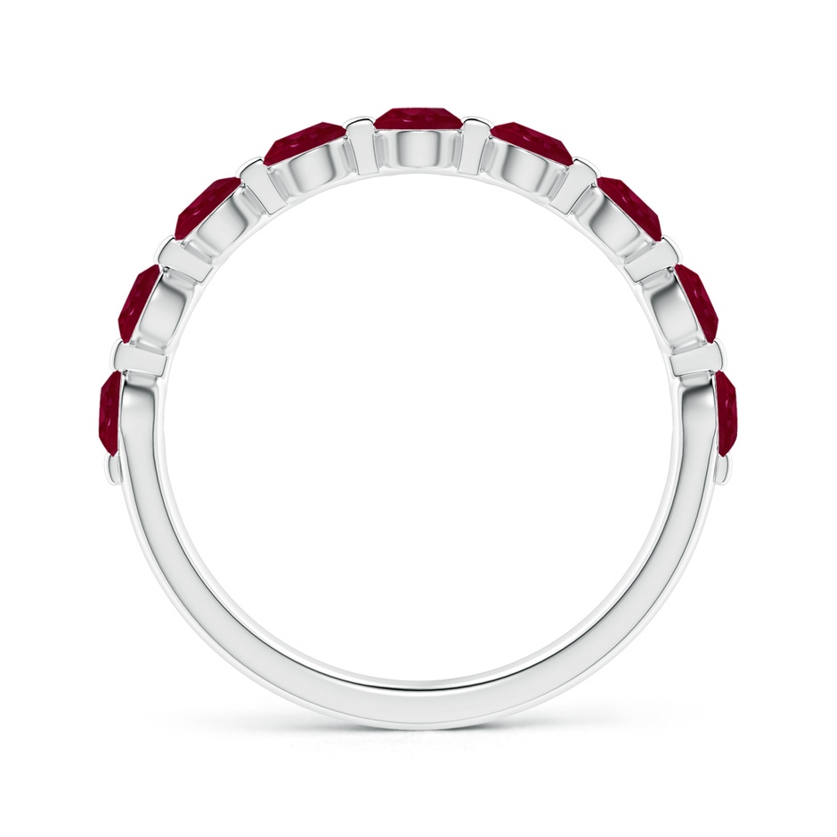 3mm A Floating Round Ruby Semi Eternity Wedding Band for Her in White Gold side-1