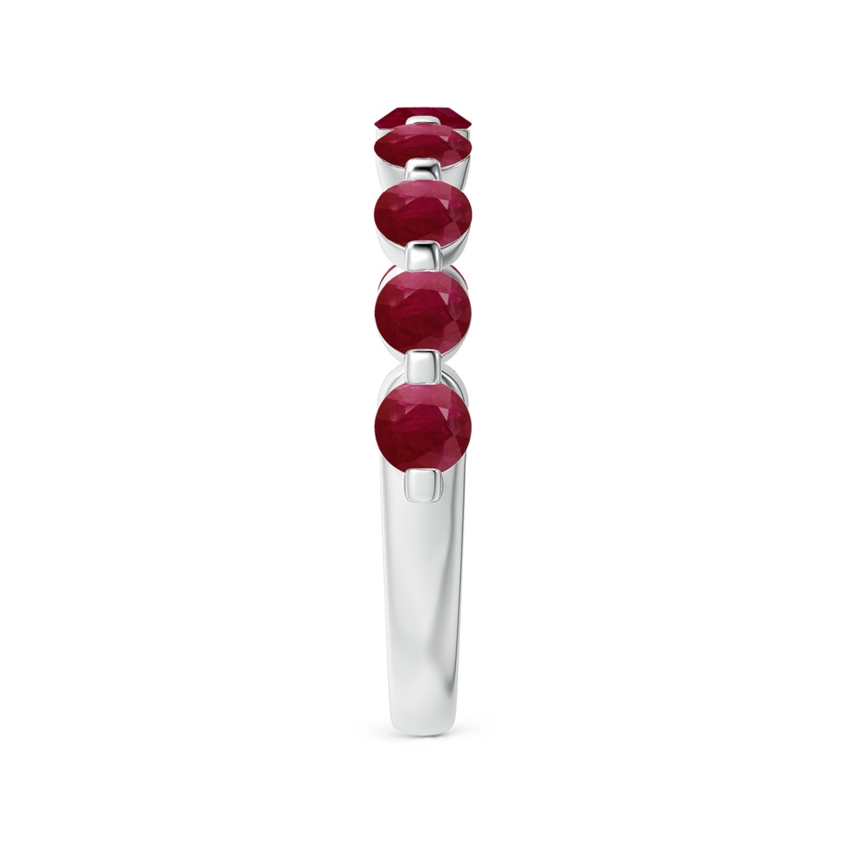 3mm A Floating Round Ruby Semi Eternity Wedding Band for Her in White Gold side-2