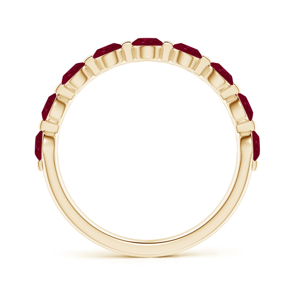 3mm A Floating Round Ruby Semi Eternity Wedding Band for Her in Yellow Gold side-1