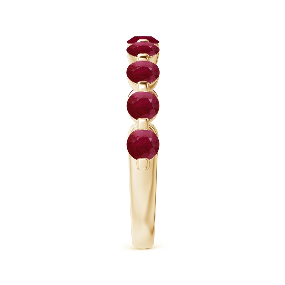 3mm A Floating Round Ruby Semi Eternity Wedding Band for Her in Yellow Gold side-2