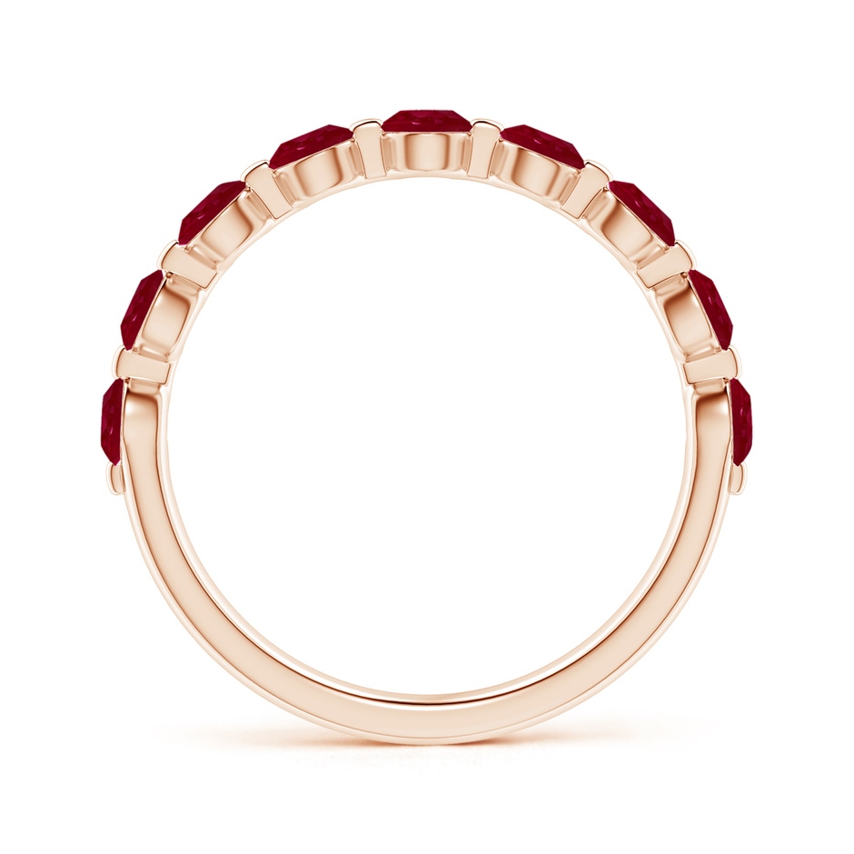 3mm AA Floating Round Ruby Semi Eternity Wedding Band for Her in Rose Gold side-1