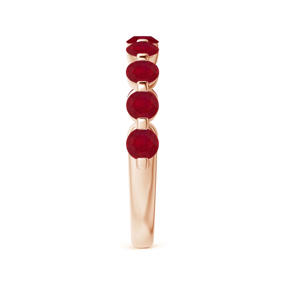 3mm AA Floating Round Ruby Semi Eternity Wedding Band for Her in Rose Gold side-2
