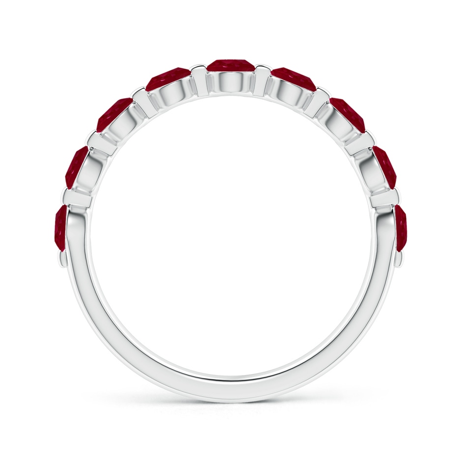 3mm AA Floating Round Ruby Semi Eternity Wedding Band for Her in White Gold side-1
