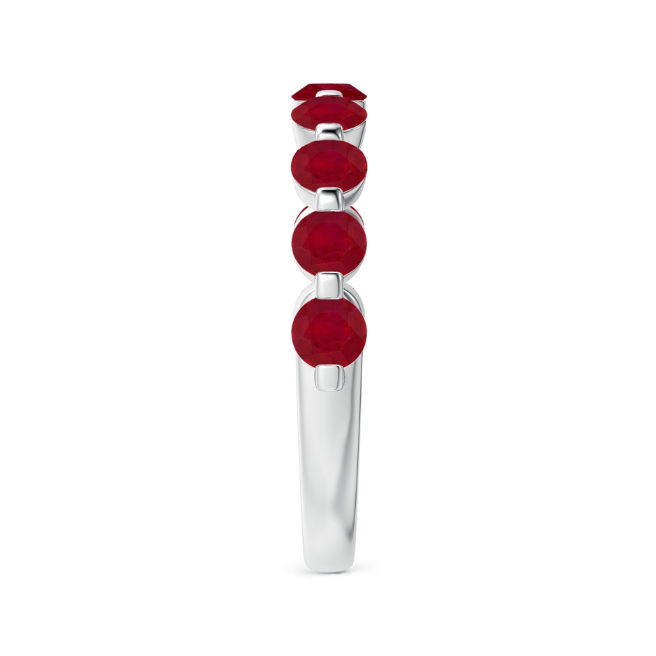 3mm AA Floating Round Ruby Semi Eternity Wedding Band for Her in White Gold side-2