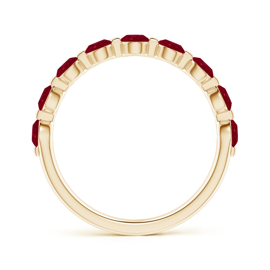3mm AA Floating Round Ruby Semi Eternity Wedding Band for Her in Yellow Gold side-1