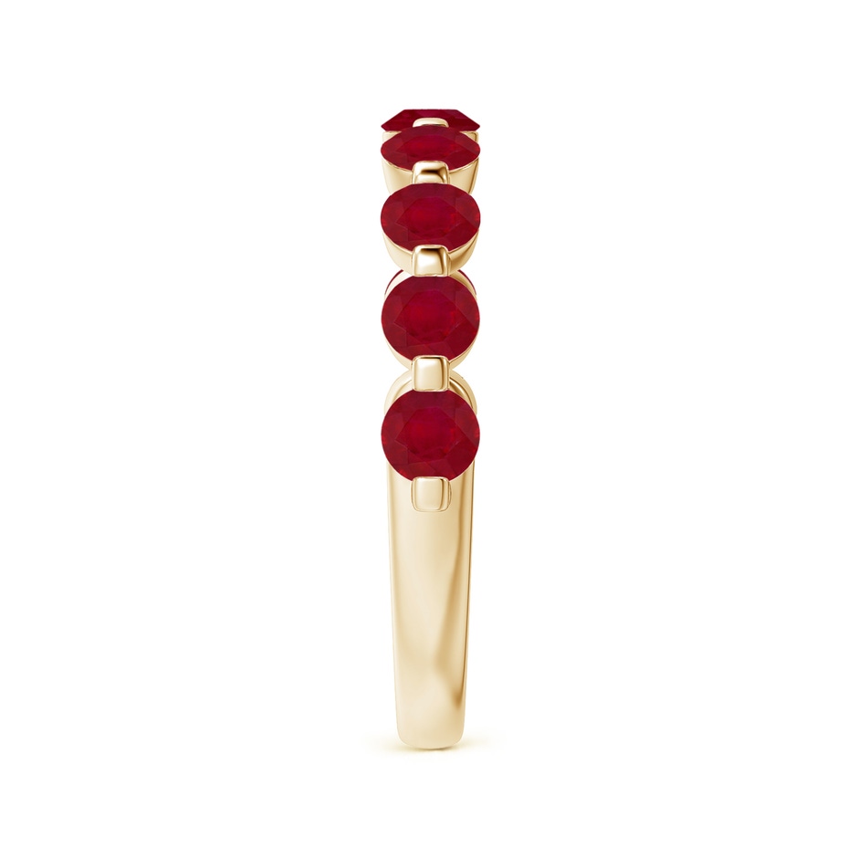 3mm AA Floating Round Ruby Semi Eternity Wedding Band for Her in Yellow Gold side-2
