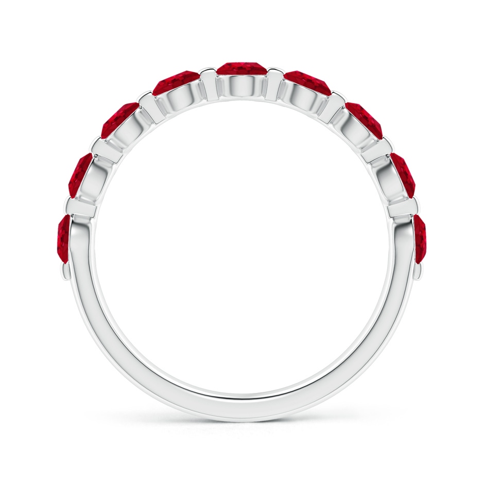 3mm AAA Floating Round Ruby Semi Eternity Wedding Band for Her in P950 Platinum side-1