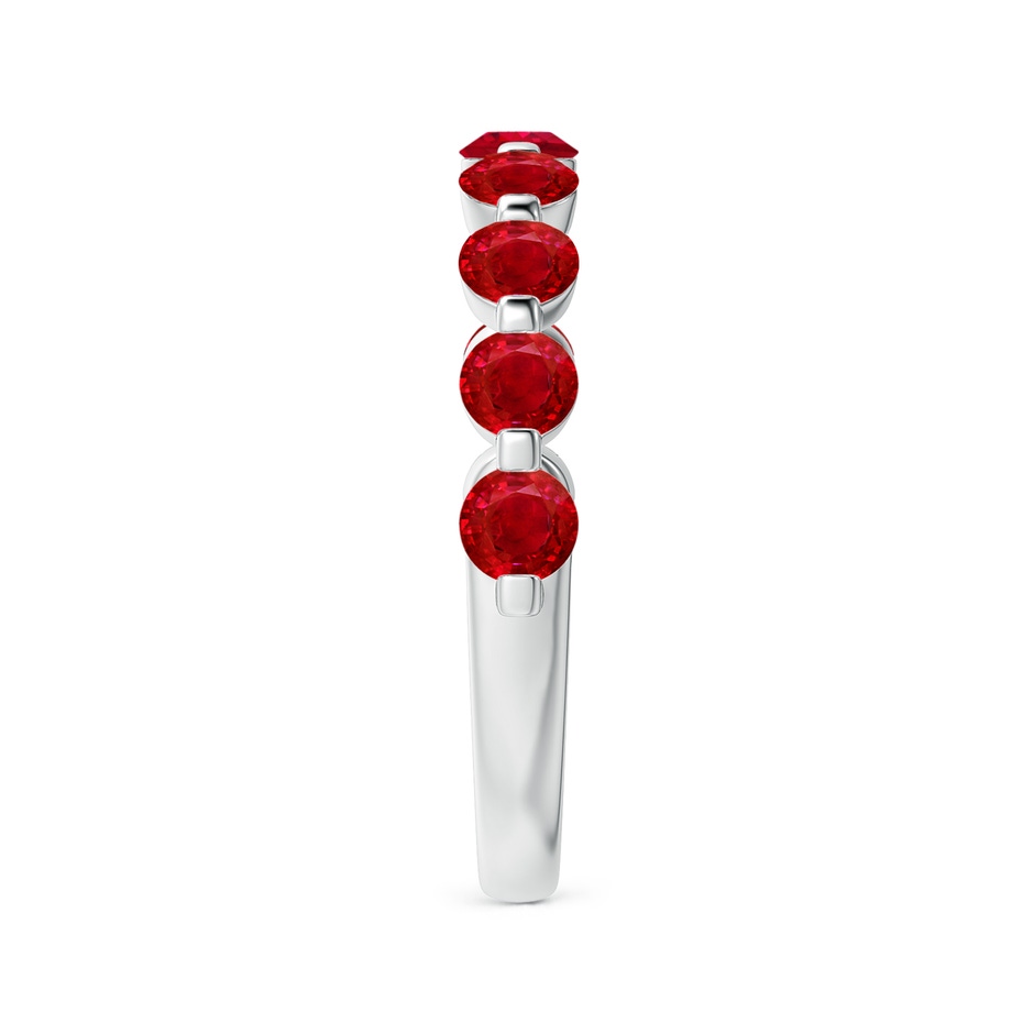 3mm AAA Floating Round Ruby Semi Eternity Wedding Band for Her in P950 Platinum side-2