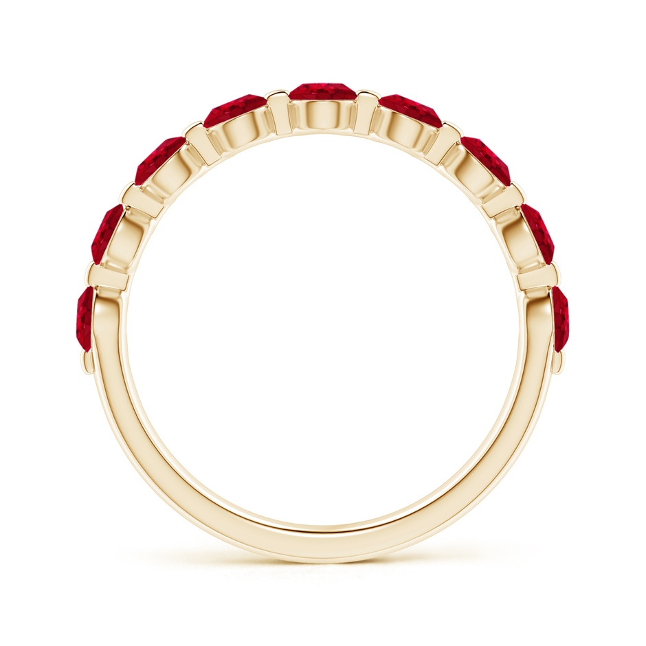3mm AAA Floating Round Ruby Semi Eternity Wedding Band for Her in Yellow Gold side-1