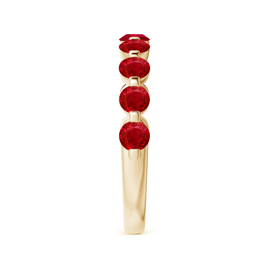 3mm AAA Floating Round Ruby Semi Eternity Wedding Band for Her in Yellow Gold side-2