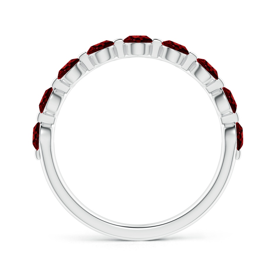 3mm AAAA Floating Round Ruby Semi Eternity Wedding Band for Her in P950 Platinum side-1