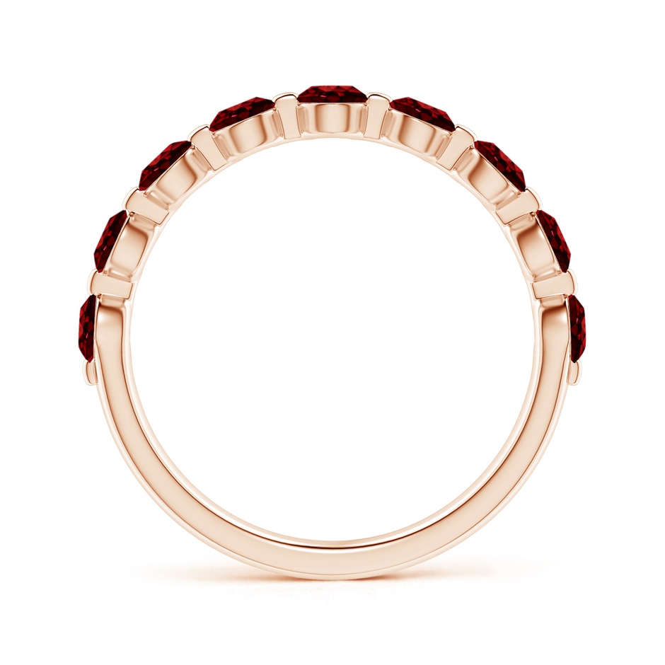 3mm AAAA Floating Round Ruby Semi Eternity Wedding Band for Her in Rose Gold side-1