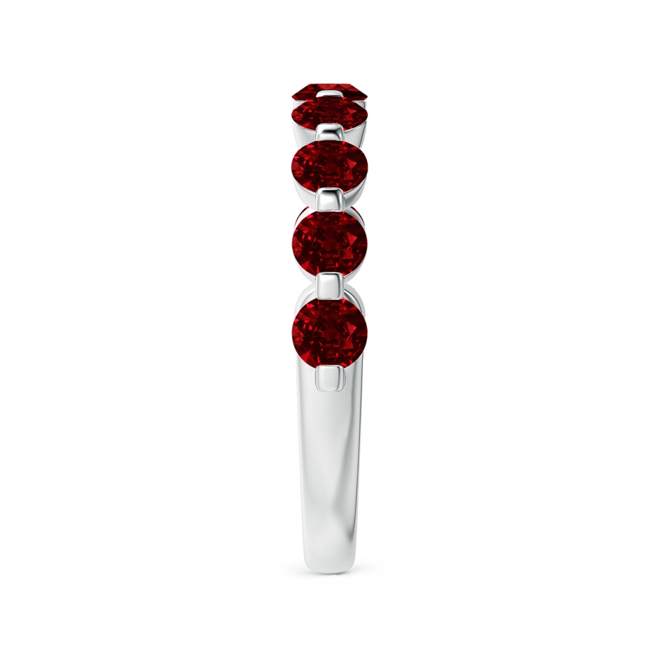 3mm AAAA Floating Round Ruby Semi Eternity Wedding Band for Her in White Gold side-2