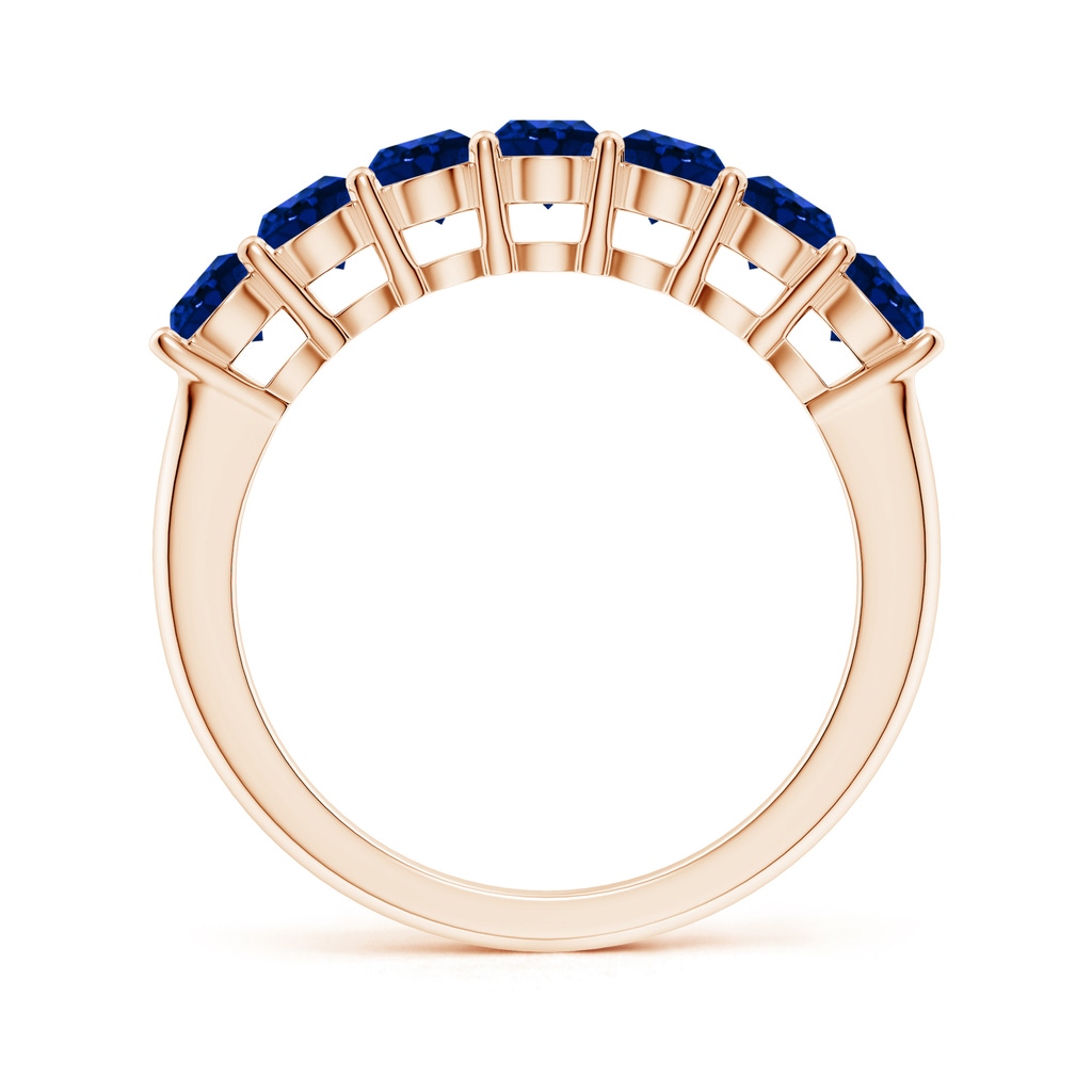 3.5mm AAAA Half Eternity Seven Stone Blue Sapphire Wedding Band in Rose Gold Side 199