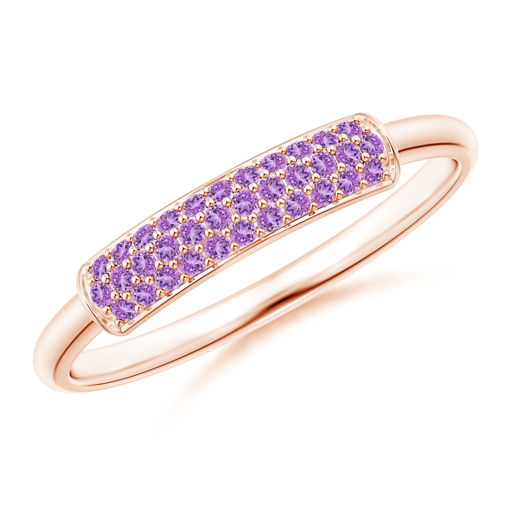 1mm AAA Triple Row Amethyst Dome Wedding Band in Rose Gold