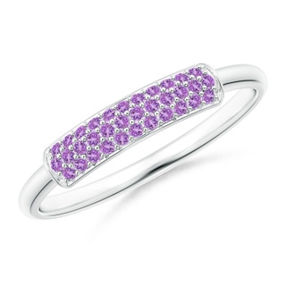 1mm AAA Triple Row Amethyst Dome Wedding Band in White Gold