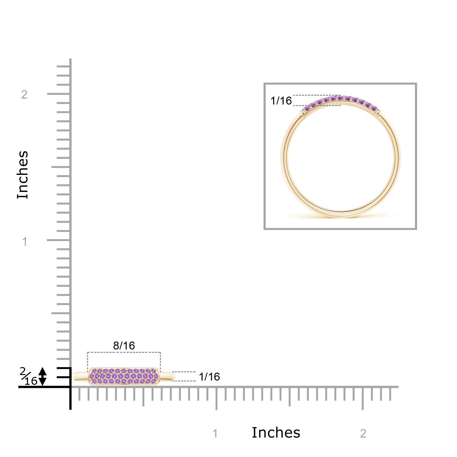 AAA - Amethyst / 0.14 CT / 14 KT Yellow Gold