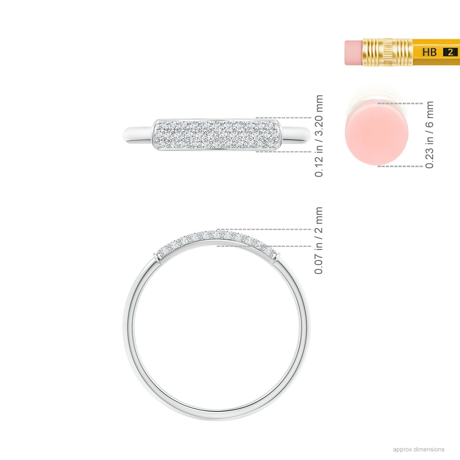 1mm GVS2 Triple Row Diamond Dome Wedding Band in P950 Platinum - ruler