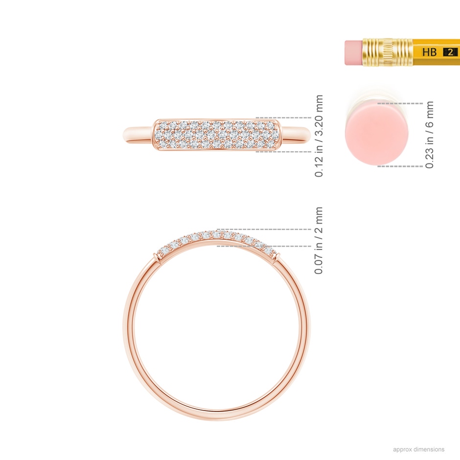 1mm GVS2 Triple Row Diamond Dome Wedding Band in Rose Gold ruler