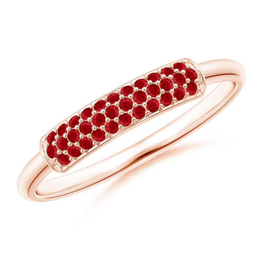 1mm AAA Triple Row Ruby Dome Wedding Band in Rose Gold