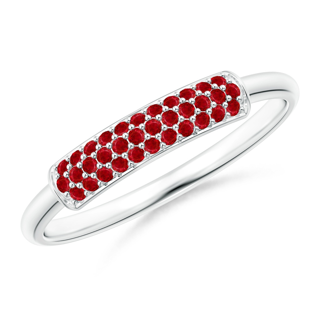 1mm AAA Triple Row Ruby Dome Wedding Band in S999 Silver