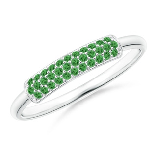 1mm AAA Triple Row Tsavorite Dome Wedding Band in White Gold