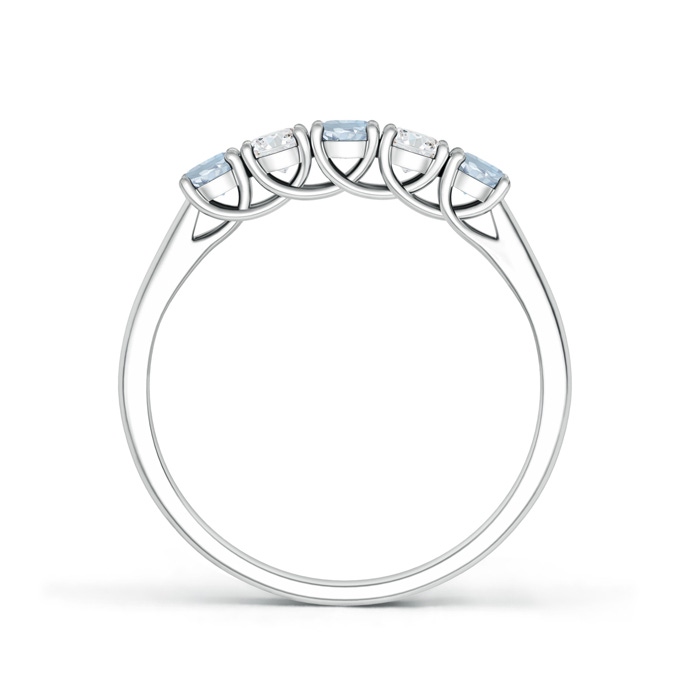 2.8mm A Half Eternity Five Stone Aquamarine and Diamond Wedding Band in 9K White Gold product image